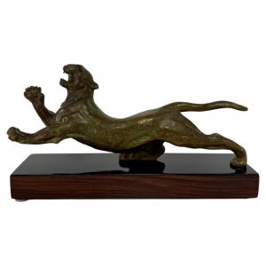 French Art Deco Bronze Panther Sculpture, 1940s